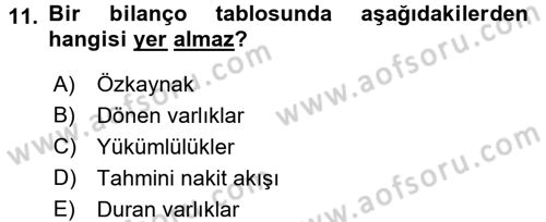 İş Planı Dersi 2017 - 2018 Yılı (Final) Dönem Sonu Sınav Soruları 11. Soru