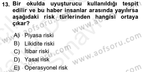 İş Planı Dersi 2017 - 2018 Yılı (Final) Dönem Sonu Sınav Soruları 13. Soru