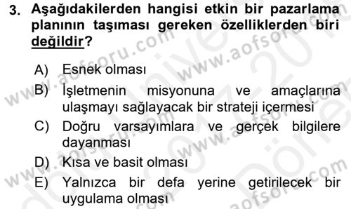 İş Planı Dersi 2017 - 2018 Yılı (Final) Dönem Sonu Sınav Soruları 3. Soru