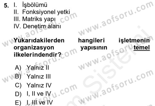 İş Planı Dersi 2017 - 2018 Yılı (Final) Dönem Sonu Sınav Soruları 5. Soru