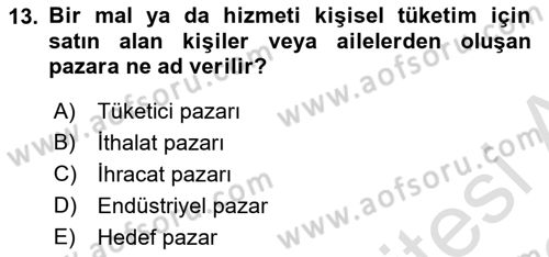İş Planı Dersi 2021 - 2022 Yılı (Vize) Ara Sınav Soruları 13. Soru