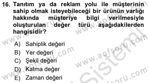 İş Planı Dersi 2021 - 2022 Yılı (Vize) Ara Sınav Soruları 16. Soru
