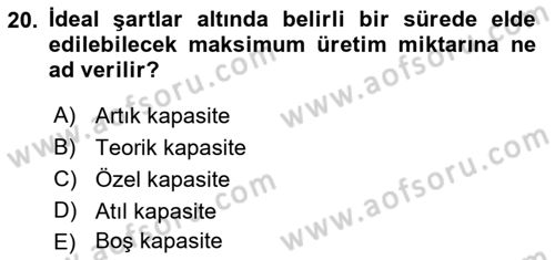 İş Planı Dersi 2021 - 2022 Yılı (Vize) Ara Sınav Soruları 20. Soru