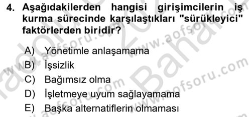 İş Planı Dersi 2021 - 2022 Yılı (Vize) Ara Sınav Soruları 4. Soru
