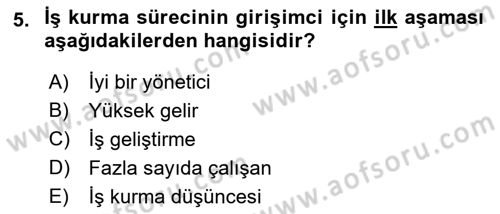 İş Planı Dersi 2021 - 2022 Yılı (Vize) Ara Sınav Soruları 5. Soru