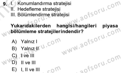 İş Planı Dersi 2021 - 2022 Yılı (Vize) Ara Sınav Soruları 9. Soru