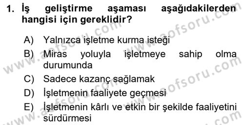 İş Planı Dersi 2023 - 2024 Yılı (Vize) Ara Sınav Soruları 1. Soru