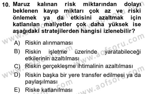 İş Planı Dersi 2023 - 2024 Yılı (Final) Dönem Sonu Sınav Soruları 10. Soru