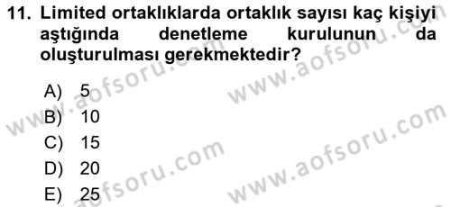 İş Planı Dersi 2023 - 2024 Yılı (Final) Dönem Sonu Sınav Soruları 11. Soru