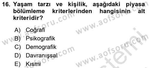 İş Planı Dersi 2023 - 2024 Yılı (Final) Dönem Sonu Sınav Soruları 16. Soru