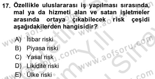 İş Planı Dersi 2023 - 2024 Yılı (Final) Dönem Sonu Sınav Soruları 17. Soru