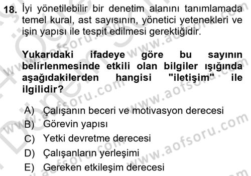 İş Planı Dersi 2023 - 2024 Yılı (Final) Dönem Sonu Sınav Soruları 18. Soru