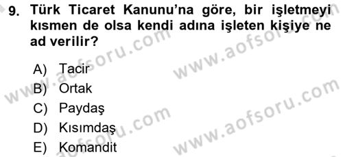İş Planı Dersi 2023 - 2024 Yılı (Final) Dönem Sonu Sınav Soruları 9. Soru