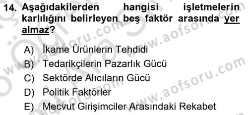 İş Planı Dersi 2024 - 2025 Yılı (Vize) Ara Sınav Soruları 14. Soru