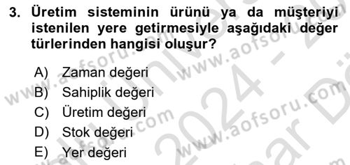 İş Planı Dersi 2024 - 2025 Yılı (Vize) Ara Sınav Soruları 3. Soru