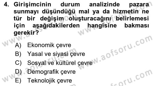 İş Planı Dersi 2024 - 2025 Yılı (Vize) Ara Sınav Soruları 4. Soru