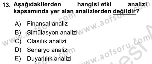 İş Planı Dersi 2024 - 2025 Yılı (Final) Dönem Sonu Sınav Soruları 13. Soru