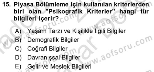 İş Planı Dersi 2024 - 2025 Yılı (Final) Dönem Sonu Sınav Soruları 15. Soru