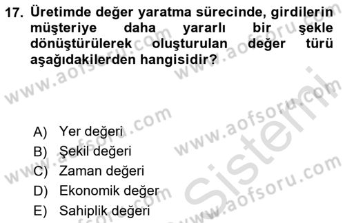 İş Planı Dersi 2024 - 2025 Yılı (Final) Dönem Sonu Sınav Soruları 17. Soru