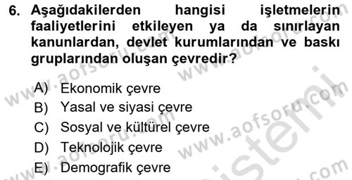 İş Planı Dersi 2024 - 2025 Yılı (Final) Dönem Sonu Sınav Soruları 6. Soru