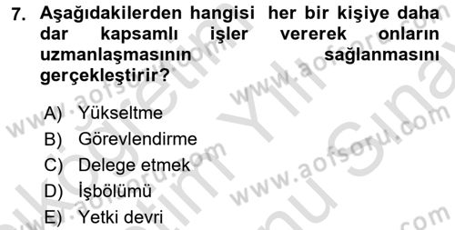 İş Planı Dersi 2024 - 2025 Yılı (Final) Dönem Sonu Sınav Soruları 7. Soru