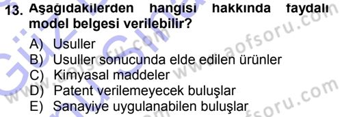 Yenilik Yönetimi Dersi 2012 - 2013 Yılı (Final) Dönem Sonu Sınav Soruları 13. Soru