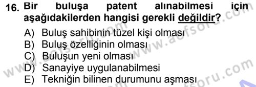 Yenilik Yönetimi Dersi 2012 - 2013 Yılı (Final) Dönem Sonu Sınav Soruları 16. Soru
