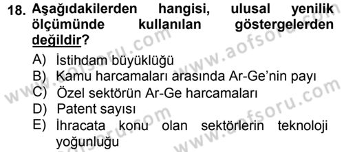 Yenilik Yönetimi Dersi 2012 - 2013 Yılı (Final) Dönem Sonu Sınav Soruları 18. Soru