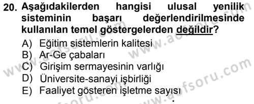 Yenilik Yönetimi Dersi 2012 - 2013 Yılı (Final) Dönem Sonu Sınav Soruları 20. Soru