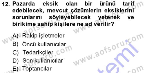 Yenilik Yönetimi Dersi 2013 - 2014 Yılı (Final) Dönem Sonu Sınav Soruları 12. Soru