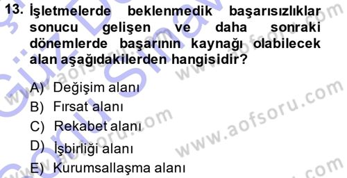 Yenilik Yönetimi Dersi 2013 - 2014 Yılı (Final) Dönem Sonu Sınav Soruları 13. Soru