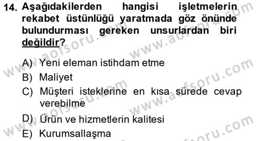 Yenilik Yönetimi Dersi 2013 - 2014 Yılı (Final) Dönem Sonu Sınav Soruları 14. Soru