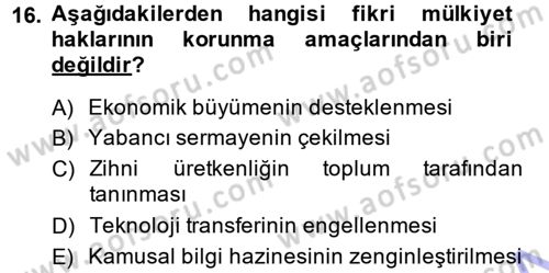 Yenilik Yönetimi Dersi 2013 - 2014 Yılı (Final) Dönem Sonu Sınav Soruları 16. Soru