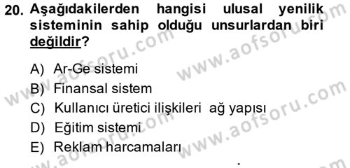 Yenilik Yönetimi Dersi 2013 - 2014 Yılı (Final) Dönem Sonu Sınav Soruları 20. Soru