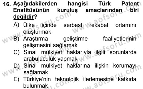 Yenilik Yönetimi Dersi 2013 - 2014 Yılı Tek Ders Sınav Soruları 16. Soru