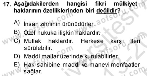 Yenilik Yönetimi Dersi 2013 - 2014 Yılı Tek Ders Sınav Soruları 17. Soru
