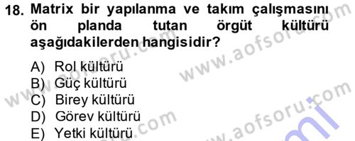 Yenilik Yönetimi Dersi Ara Sınavı Deneme Sınav Soruları 18. Soru