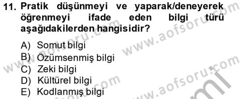 Yenilik Yönetimi Dersi 2014 - 2015 Yılı (Final) Dönem Sonu Sınav Soruları 11. Soru
