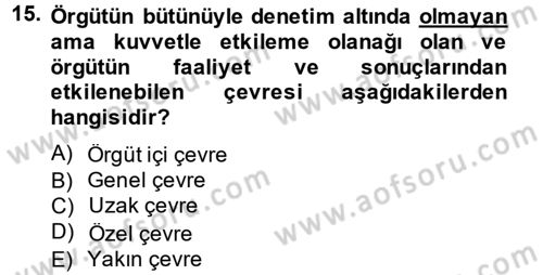 Yenilik Yönetimi Dersi 2014 - 2015 Yılı (Final) Dönem Sonu Sınav Soruları 15. Soru