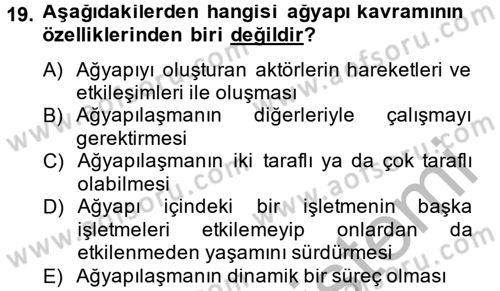 Yenilik Yönetimi Dersi 2014 - 2015 Yılı (Final) Dönem Sonu Sınav Soruları 19. Soru