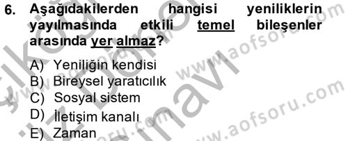 Yenilik Yönetimi Dersi 2014 - 2015 Yılı (Final) Dönem Sonu Sınav Soruları 6. Soru