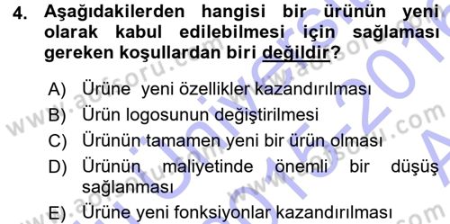 Yenilik Yönetimi Dersi Ara Sınavı Deneme Sınav Soruları 4. Soru