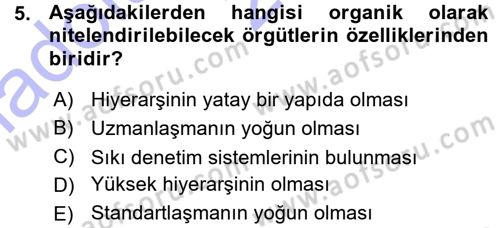 Yenilik Yönetimi Dersi 2015 - 2016 Yılı (Vize) Ara Sınav Soruları 5. Soru
