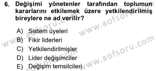 Yenilik Yönetimi Dersi Ara Sınavı Deneme Sınav Soruları 6. Soru