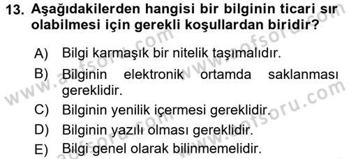 Yenilik Yönetimi Dersi 2015 - 2016 Yılı (Final) Dönem Sonu Sınav Soruları 13. Soru