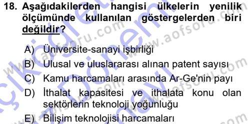 Yenilik Yönetimi Dersi 2015 - 2016 Yılı (Final) Dönem Sonu Sınav Soruları 18. Soru