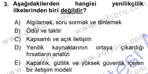 Yenilik Yönetimi Dersi 2015 - 2016 Yılı (Final) Dönem Sonu Sınav Soruları 3. Soru