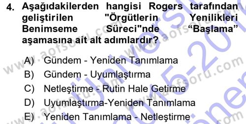 Yenilik Yönetimi Dersi 2015 - 2016 Yılı (Final) Dönem Sonu Sınav Soruları 4. Soru