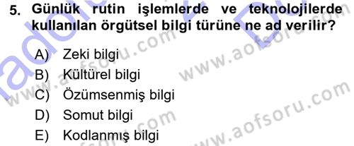 Yenilik Yönetimi Dersi 2015 - 2016 Yılı (Final) Dönem Sonu Sınav Soruları 5. Soru