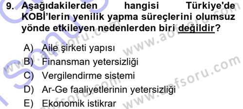 Yenilik Yönetimi Dersi 2015 - 2016 Yılı (Final) Dönem Sonu Sınav Soruları 9. Soru